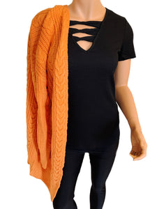 Pumpkin Orange Cable Knit Cardigan