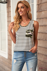Pink Camo & Stripe Tank Top
